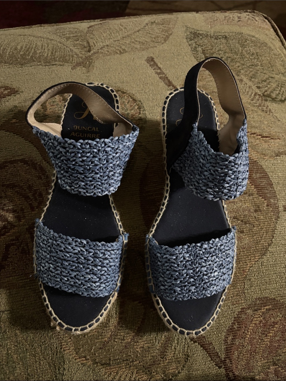 Juncal Aguirre  Blue Woven Espadrille Wedge Sandals